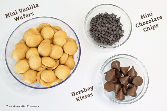 Ingredients for making chocolate Kiss acorns