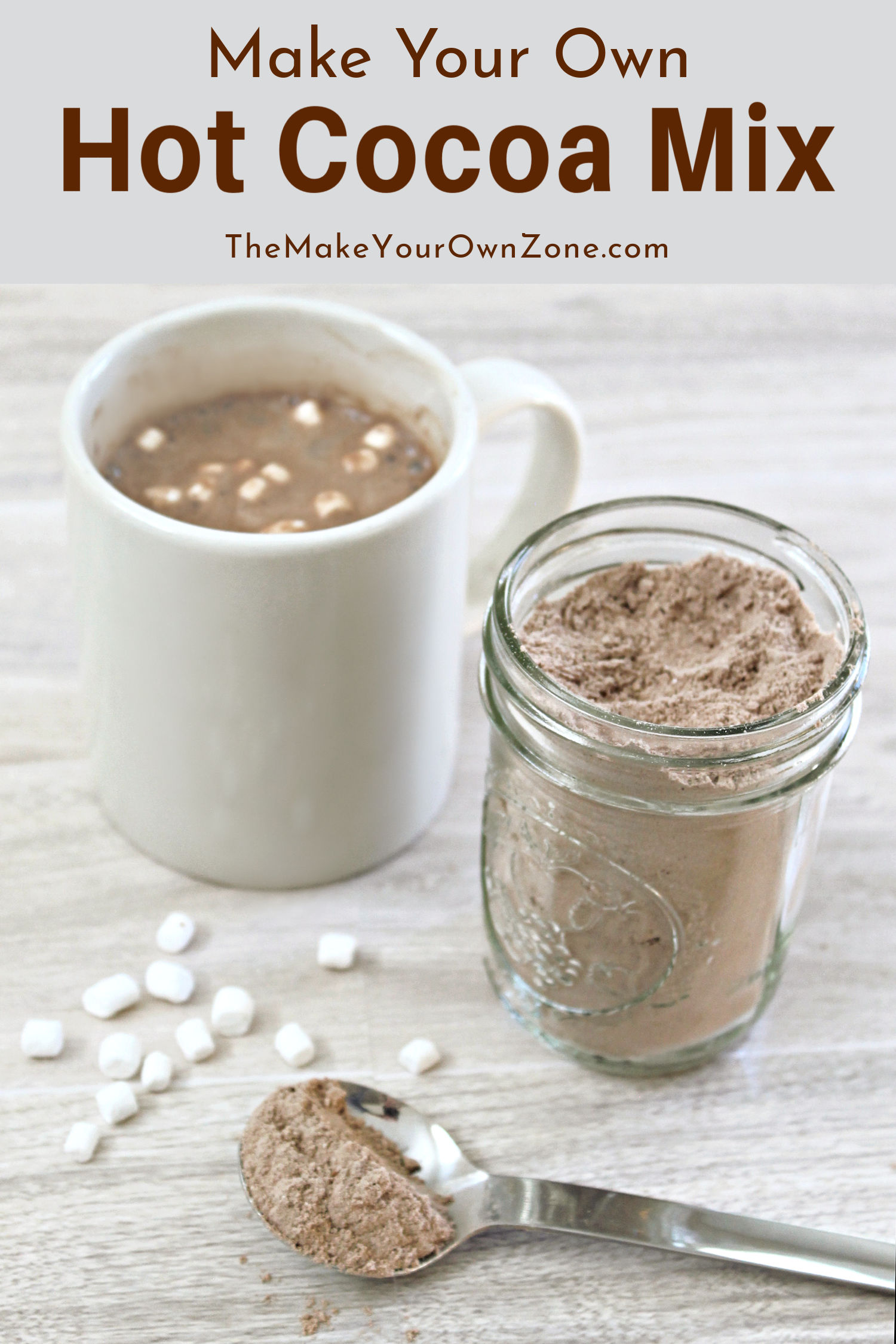 A cup of homemade hot cocoa and hot cocoa mix