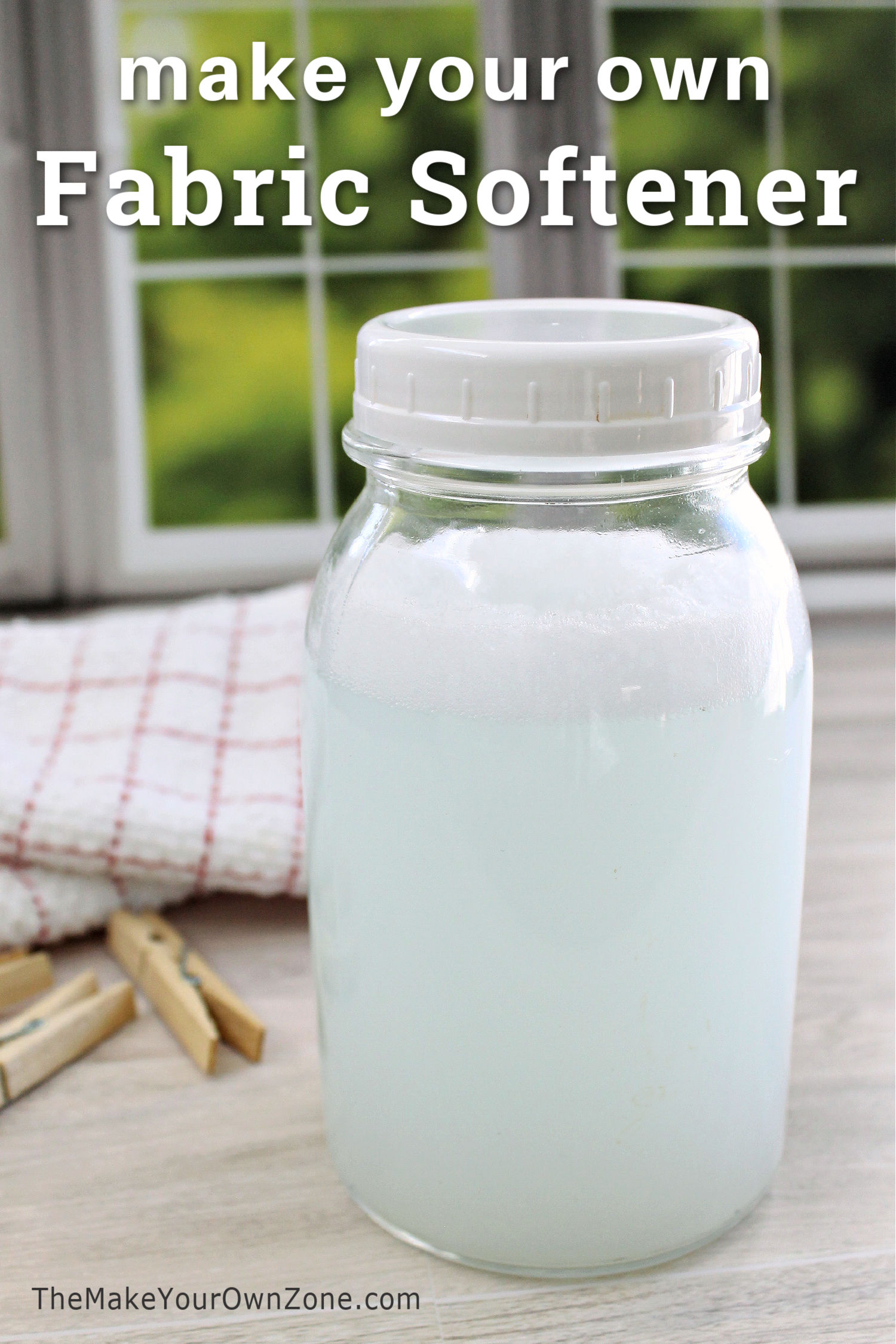 A jar of homemade liquid fabric softener