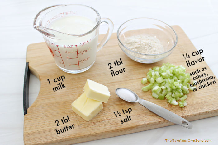 Ingredients to make a cream soup substitute