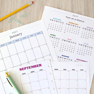 free printable 2027 calendars for planners