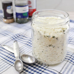 A jar of instant potato soup mix