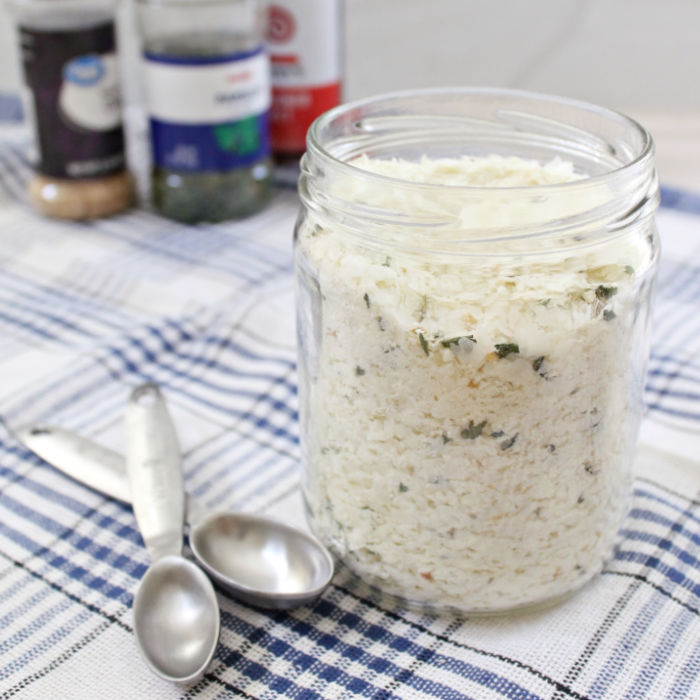 A jar of instant potato soup mix